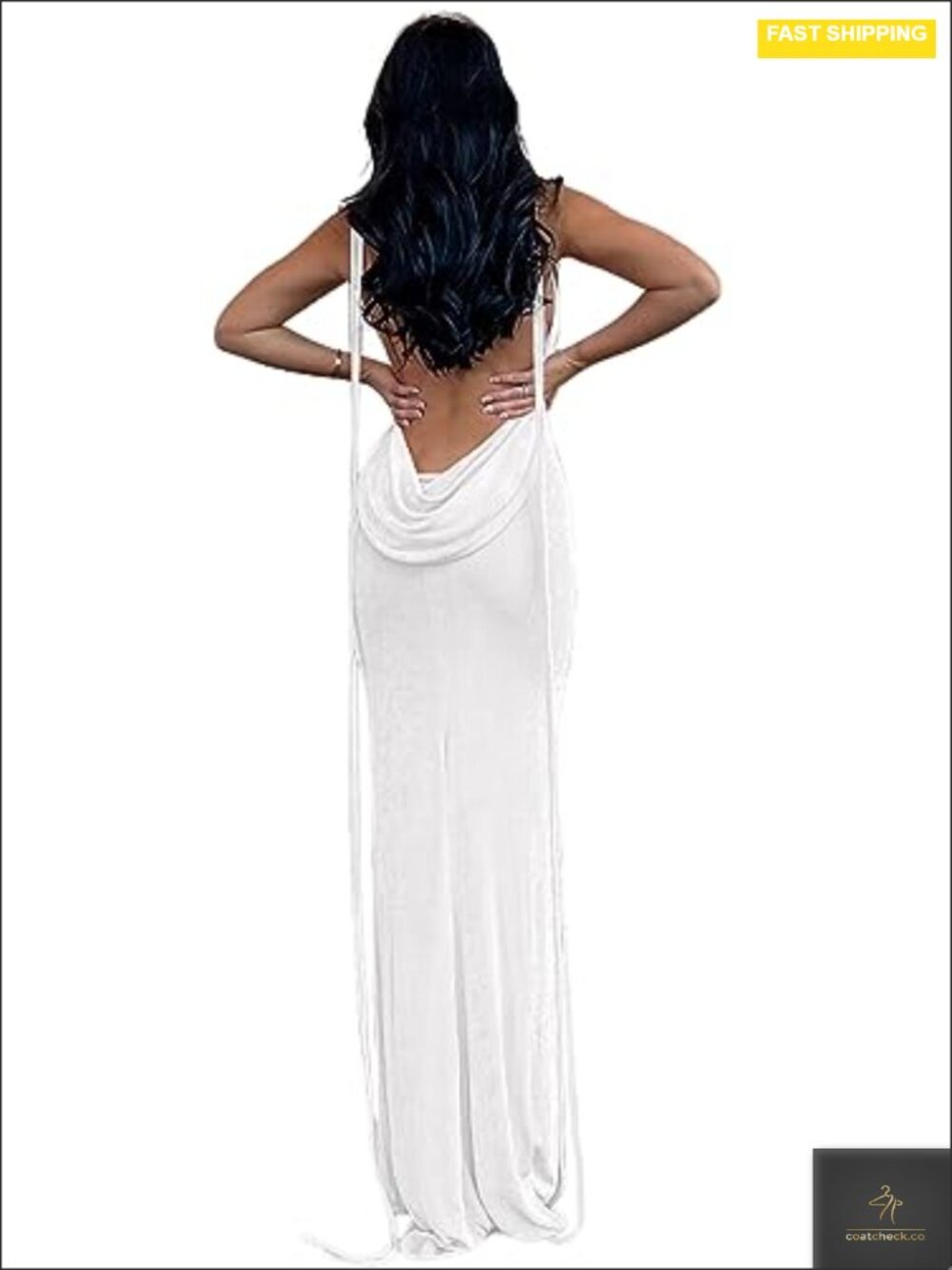 Backless Cowl Neck Spaghetti Strap Bodycon Maxi Dress Sleeveless Mermaid Formal